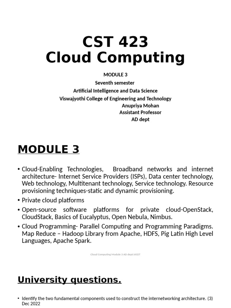 Cloud Computing Module 3 Overview | PDF | Open Stack | Map Reduce