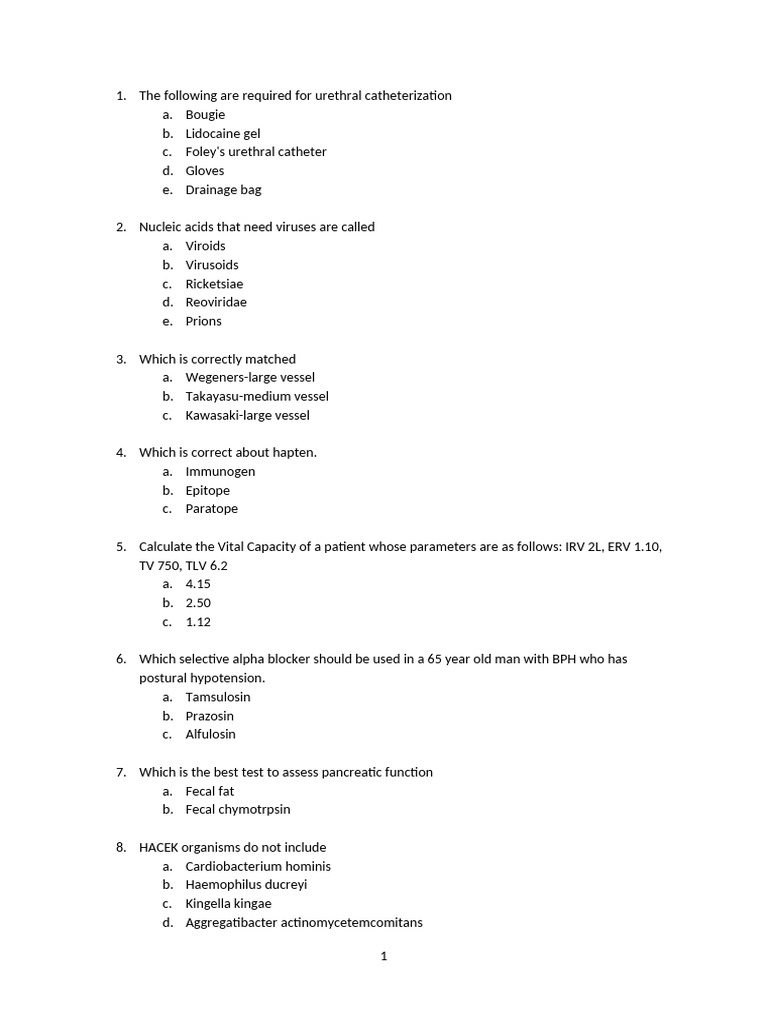 Medical Knowledge Assessment Questions | PDF | Diseases And Disorders