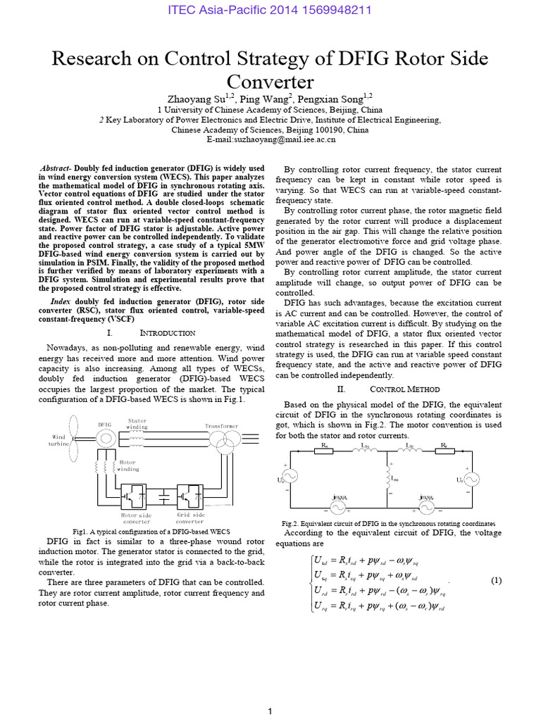 DFIG Rotor Control Strategy Research | PDF | Electrical Engineering ...