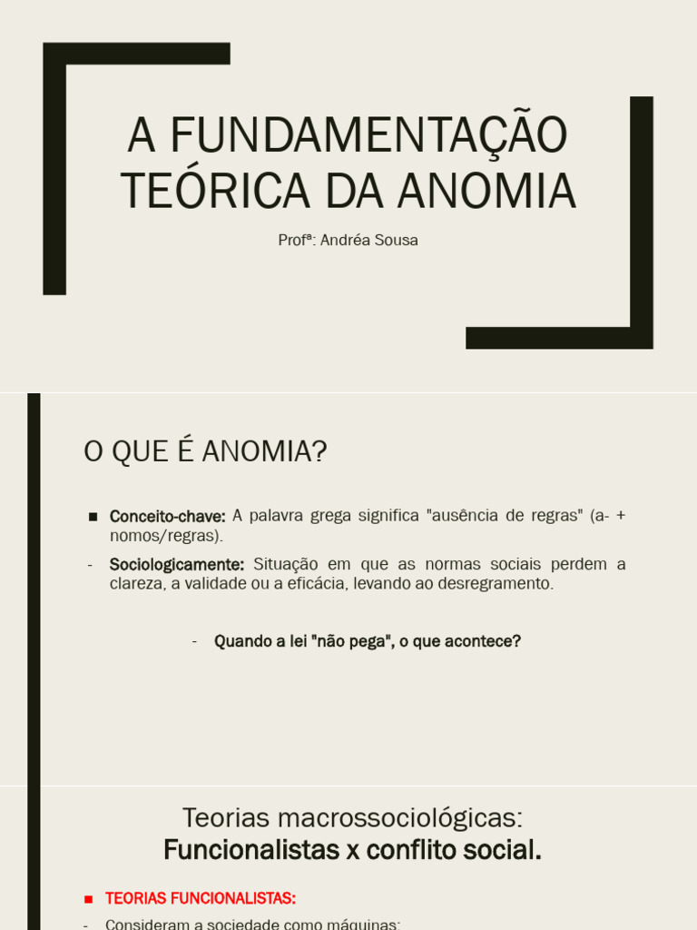 Anomia: Teorias e Impactos Sociais | PDF | Sociologia | Desvio (Sociologia)