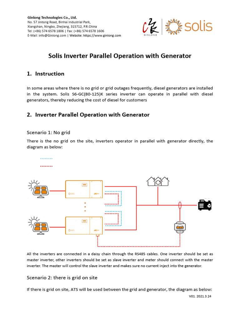 Solis Inverter Generator Parallel Operation | PDF | Power Inverter ...