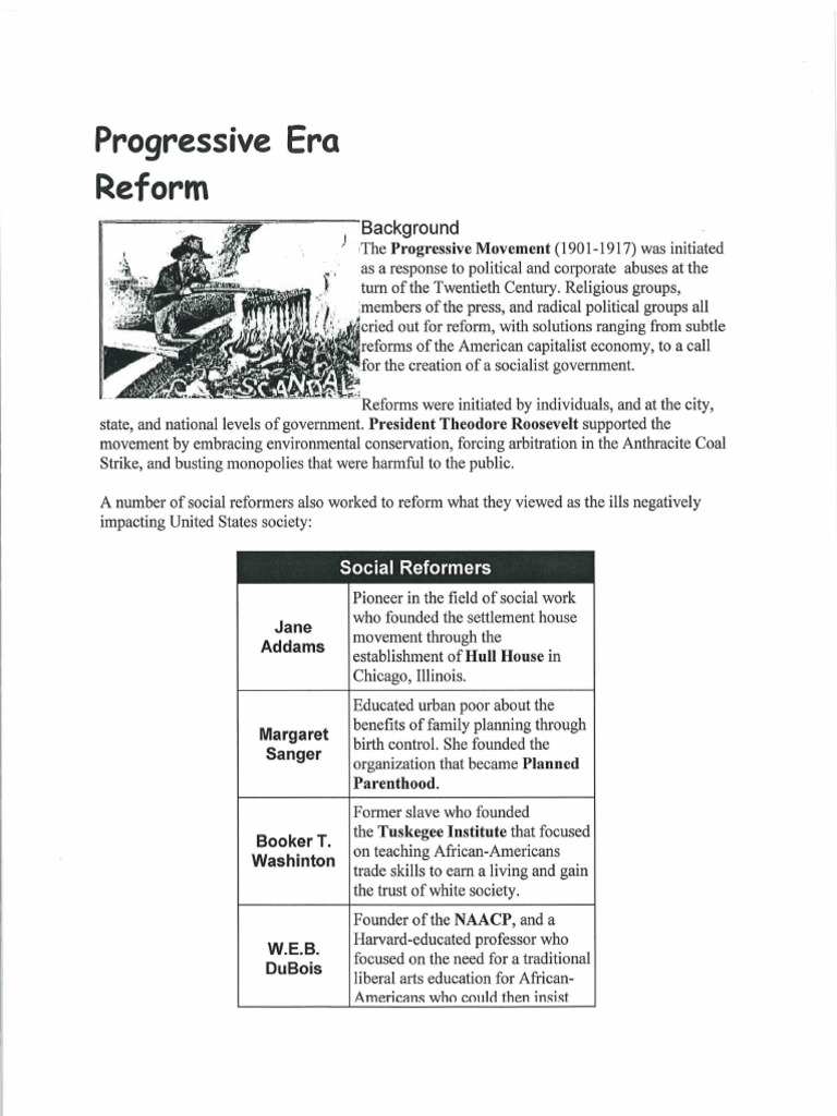 Progressive Era Reformers and Legislation Resources | PDF | Progressive ...