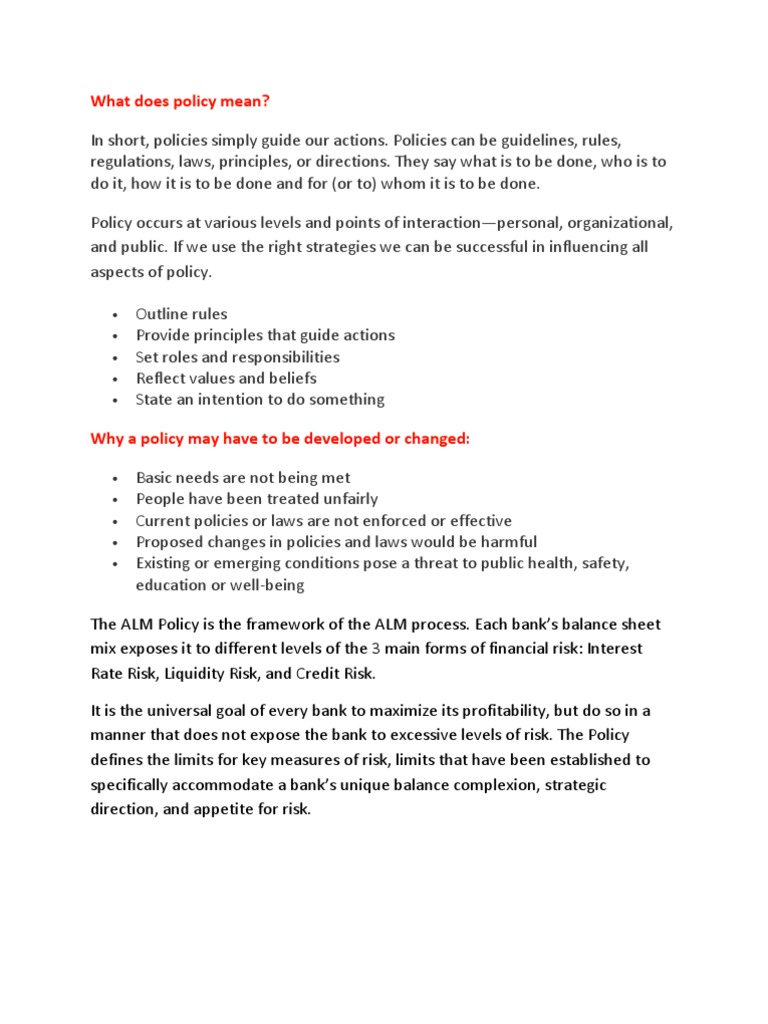 What Does Policy Mean | PDF | Risk | Policy