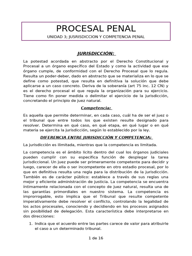 Jurisdicción y Competencia en Derecho Penal | PDF | Judicaturas | Apelación
