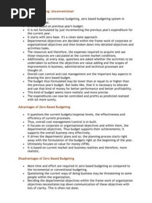 Zero Based Budgeting