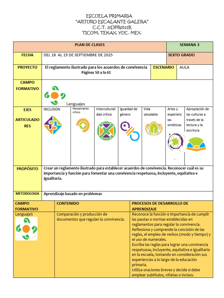 Reglamento Ilustrado para Convivencia Escolar | PDF | Salón de clases ...