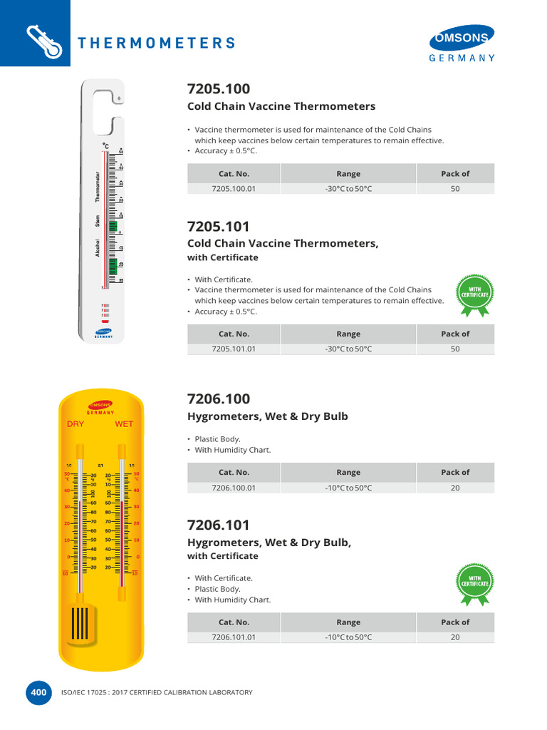 Calibration Lab for Thermometers & Hygrometers | PDF | Thermometer ...