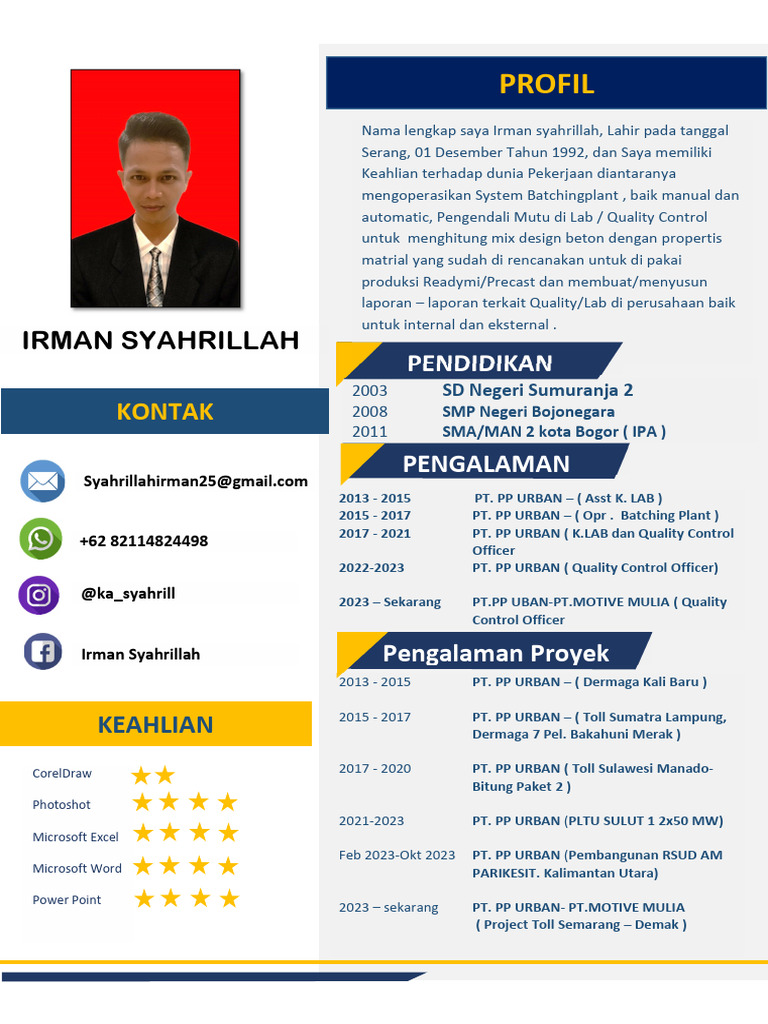 Profil dan Pengalaman Irman Syahrillah | PDF
