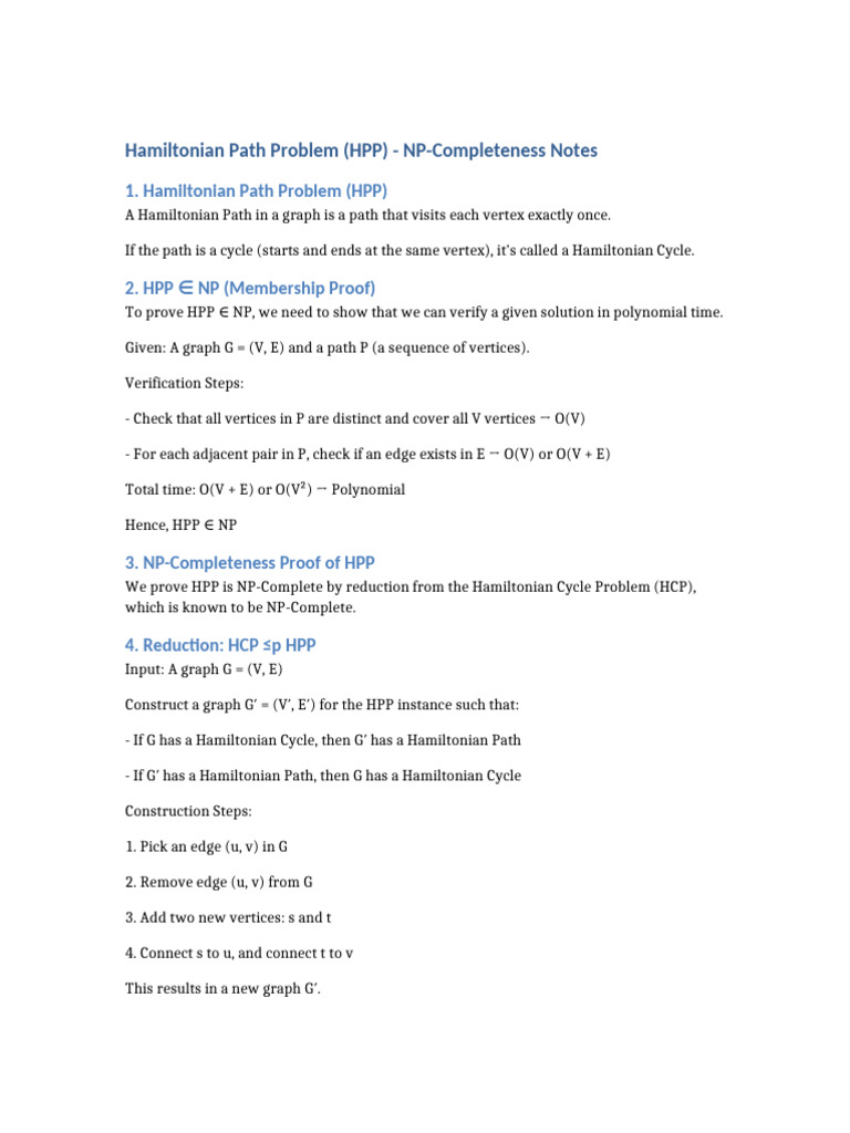 Full Hamiltonian Path Notes | PDF