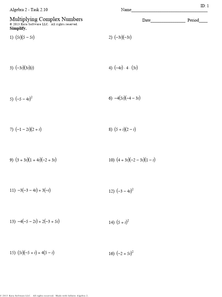 2_10 Multiplying Complex Numbers _Worksheet_ v1 20130923 | PDF ...