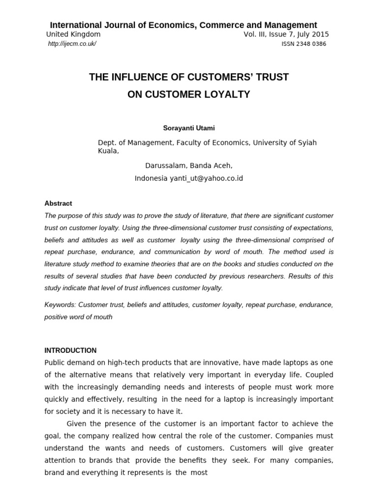 Customer Trust's Impact on Loyalty | PDF | Brand | Marketing