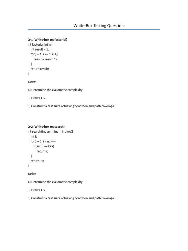White-Box and Black-Box Testing Questions | PDF | Point Of Sale | Computing