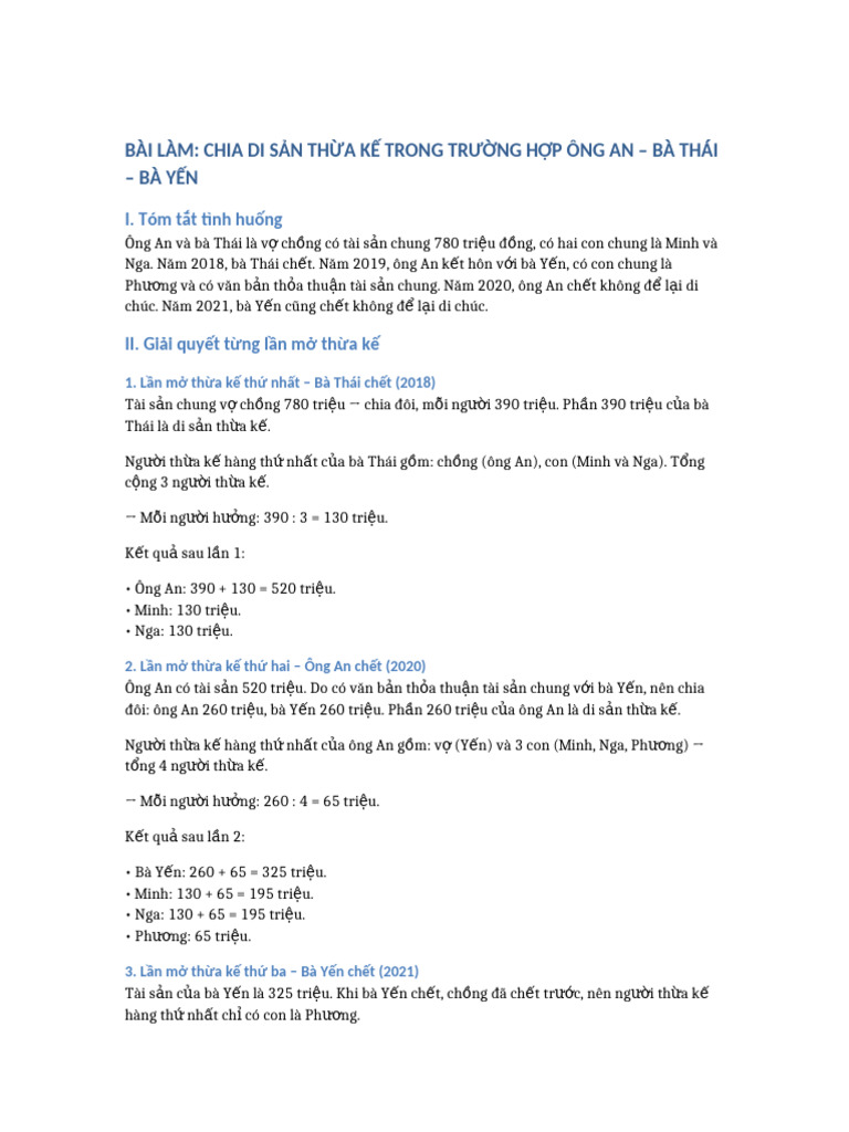 Chia Thua Ke Ong An Ba Thai Ba Yen | PDF