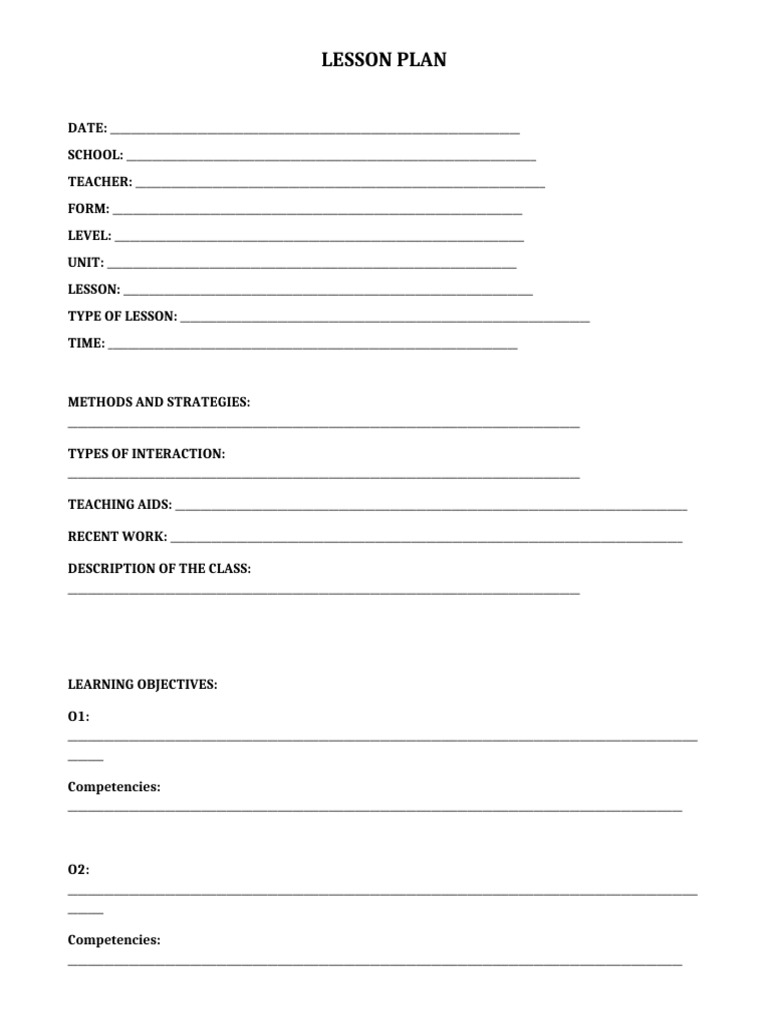 Comprehensive Lesson Plan Template | PDF | Lesson Plan | Behavior ...