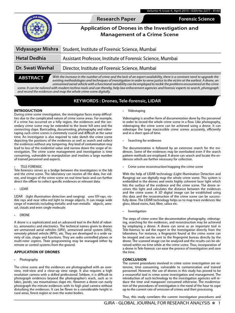 Drones in Crime Scene Investigation | PDF | Crime Scene | Unmanned ...
