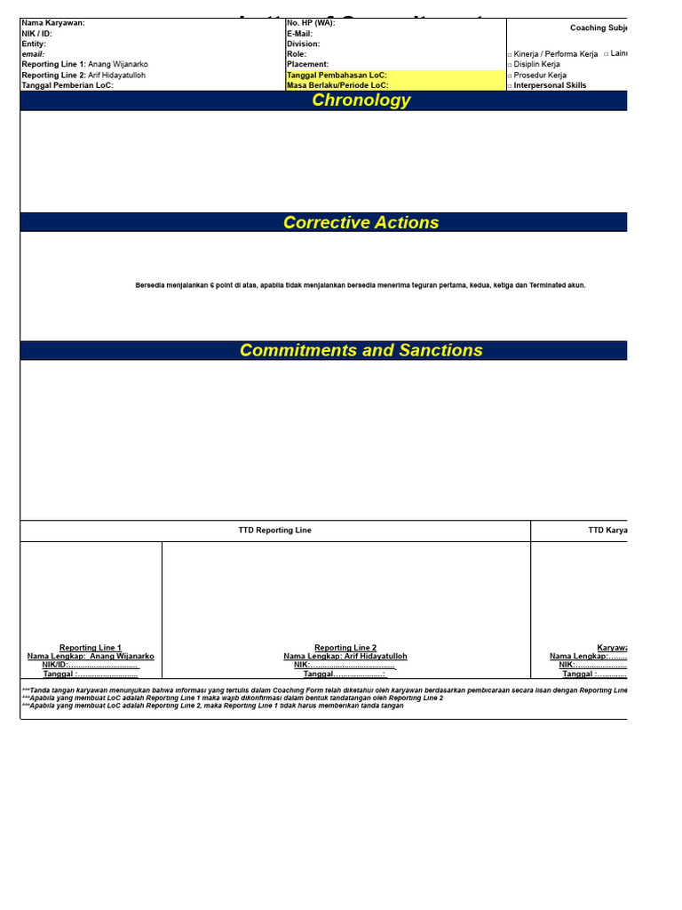 Surat Komitmen Coaching Karyawan | PDF