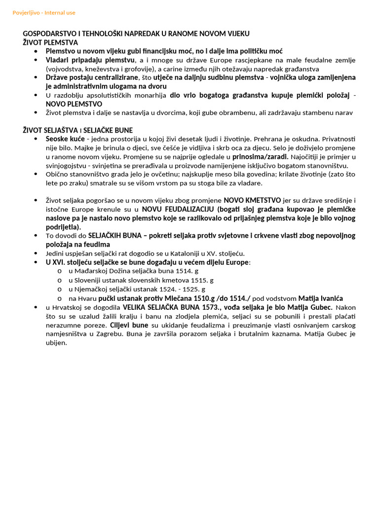 Gospodarstvo I Tehnoloski Napredak U Ranome Novom Vijeku | PDF