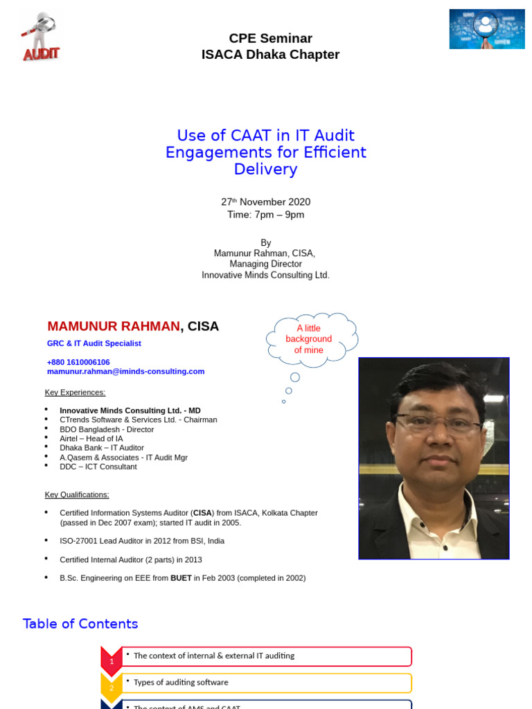 Cpe-Caat - Use of Caat in It Audit - 27 Nov 2020 | PDF | Audit | Business