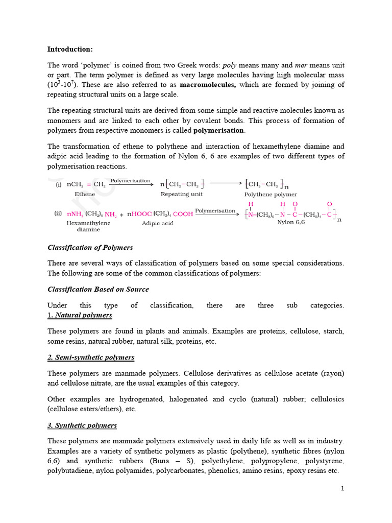 Understanding Polymer Classifications | PDF | Polymers | Copolymer