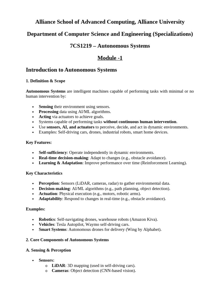Overview of Autonomous Systems in Robotics | PDF | Robotics | Robot