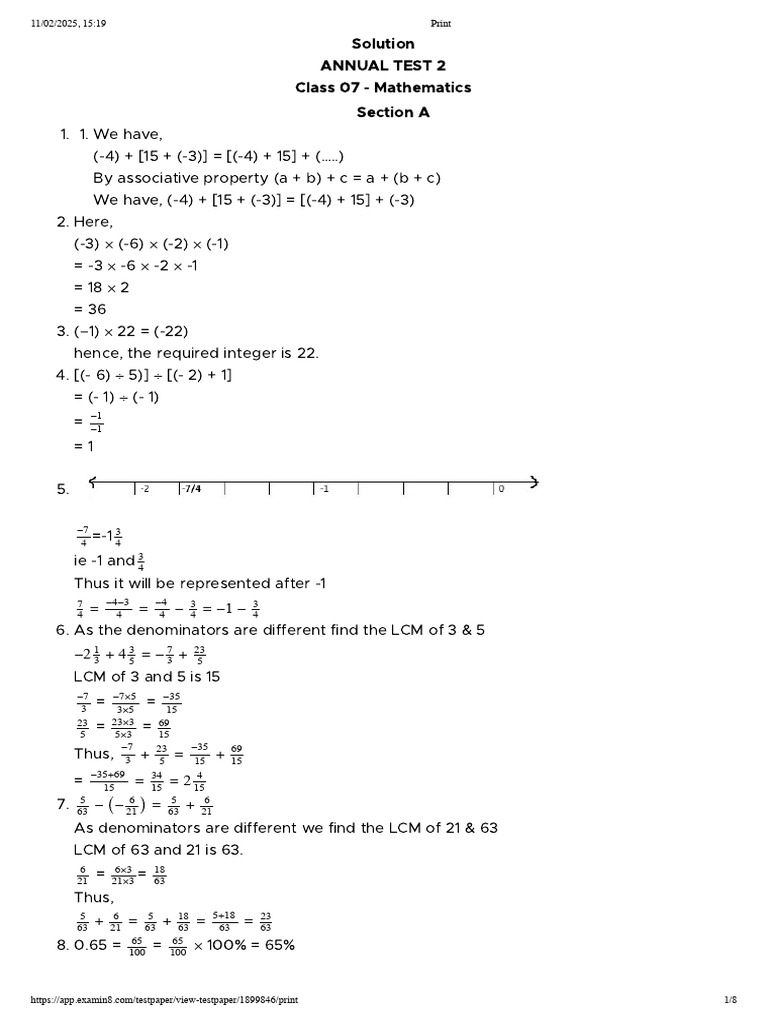 Avi Annual Test2 Solution | PDF | Angle | Triangle
