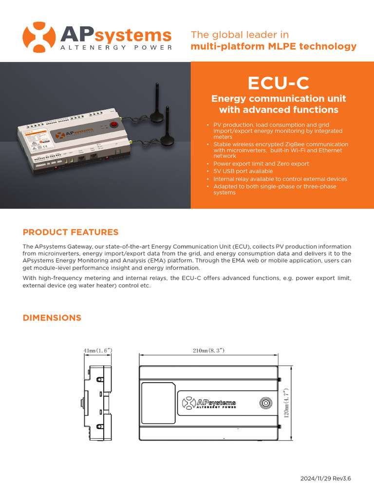 APsystems ECU-C Energy Communication Unit | PDF | Wi Fi | Ieee 802.11