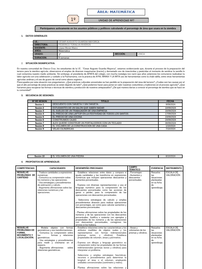 1RO UNIDAD DE APRENDIZAJE N°6 | PDF | Geometría | Longitud