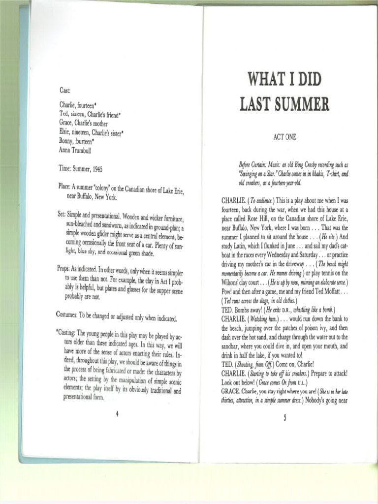 Script - What I Did Last Summer | PDF