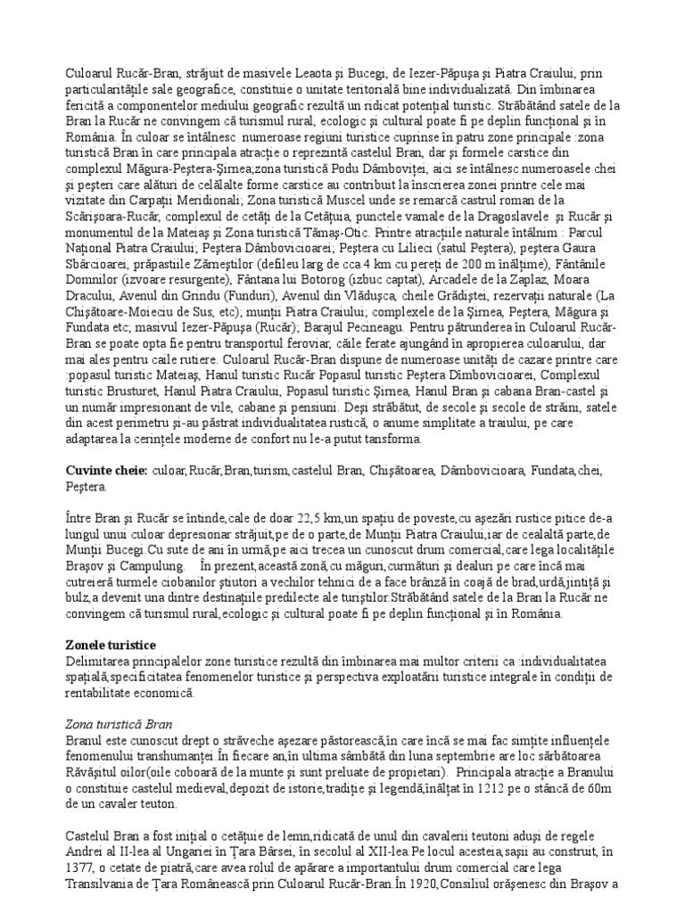 Culoarul Rucar Bran | PDF