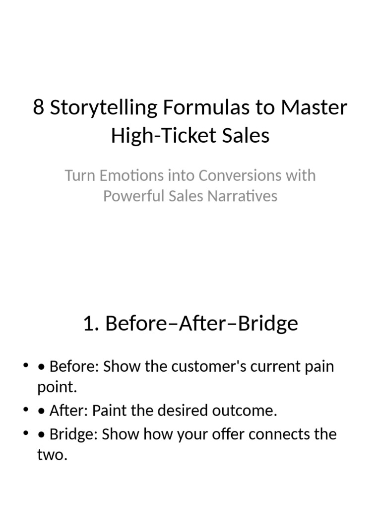 Storytelling Formulas High Ticket Sales | PDF
