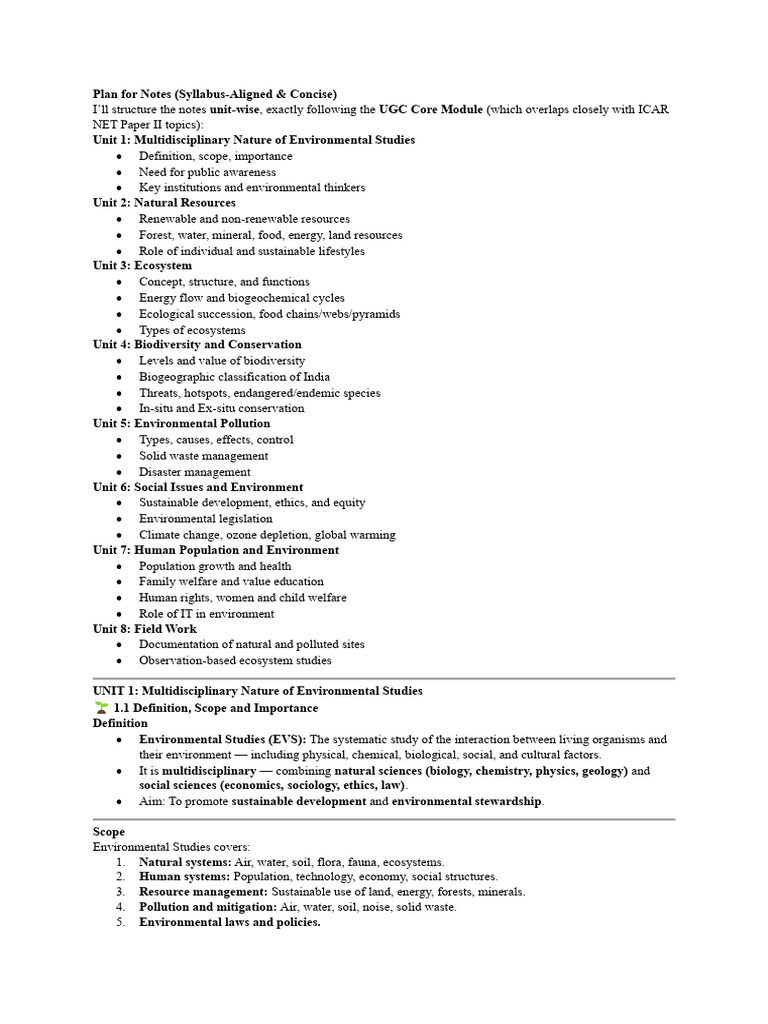 EVS Notes For ICAR NET | PDF | Ecosystem | Food Web