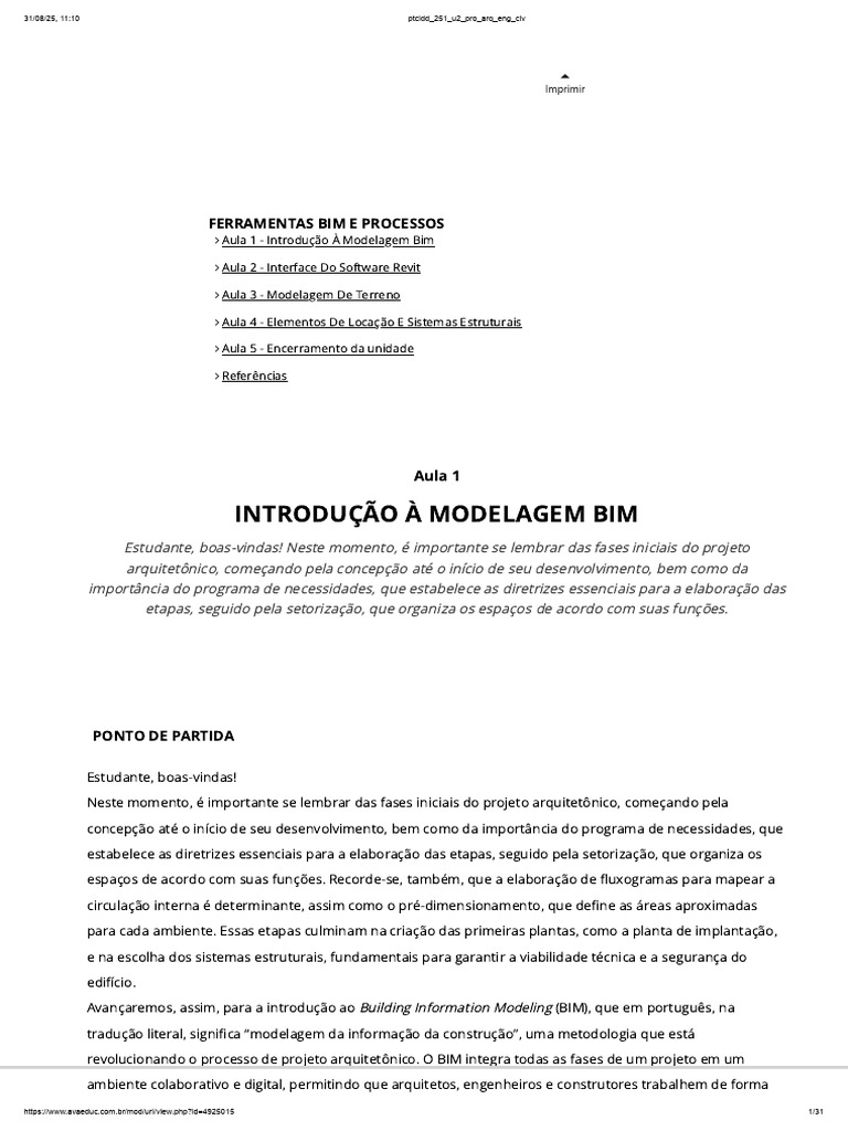 Introdução ao BIM na Arquitetura | PDF | BIM | Autodesk Revit
