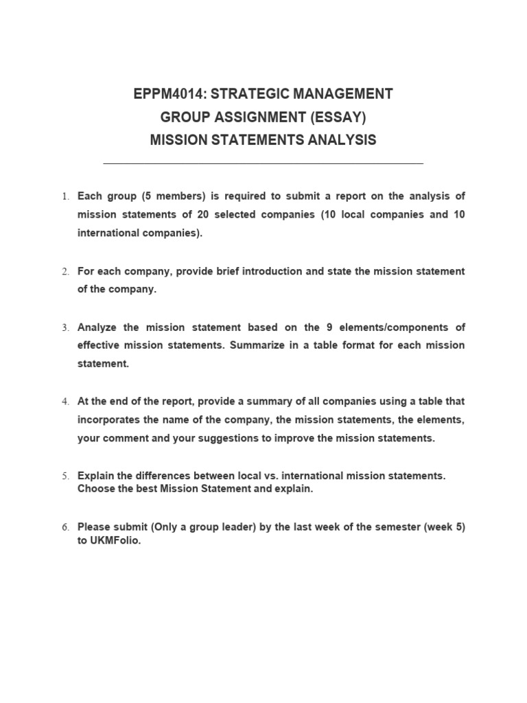 Mission Statement Analysis Report | PDF
