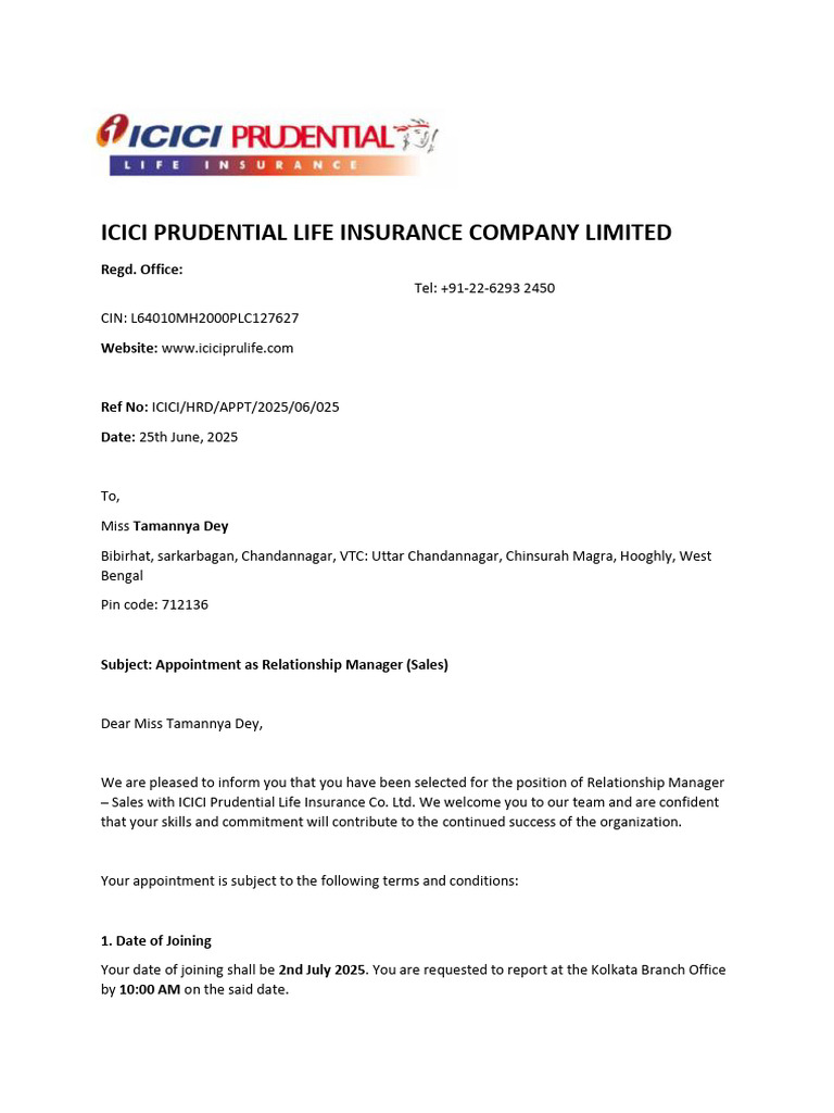 Icici Prudential Life Insurance Company Limited | PDF | Business