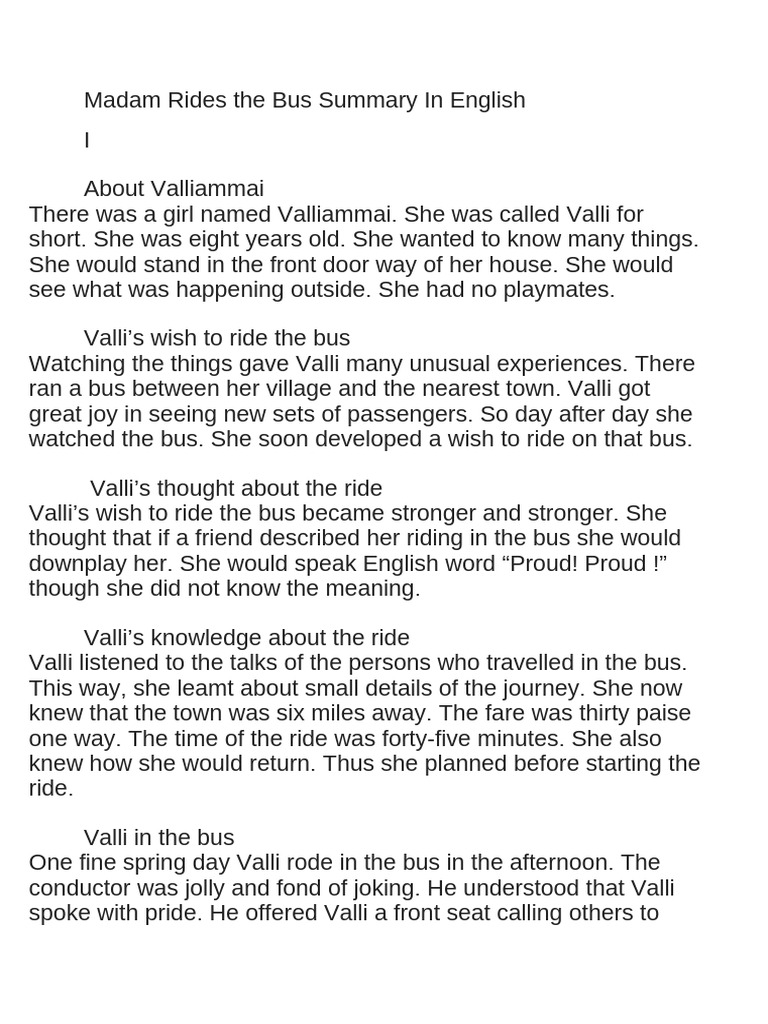 Valli's Bus Adventure Summary | PDF