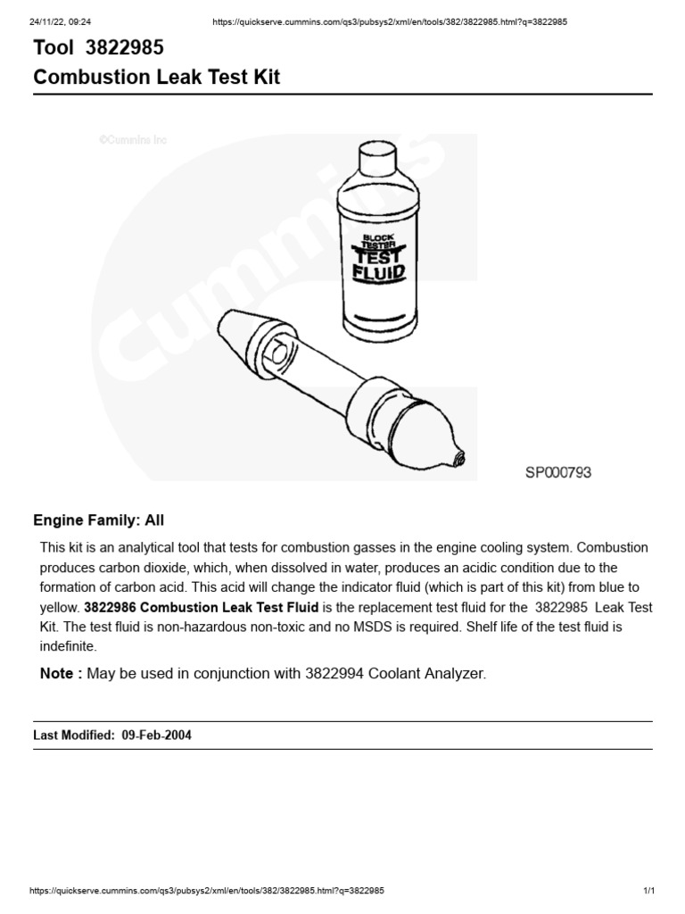 Test Kit Engine Combustion | PDF