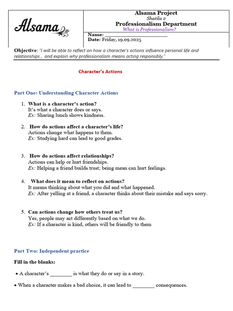 Student Worksheet - SEPT .D.5 Year 3 | PDF