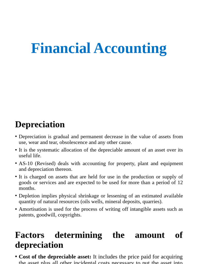 FA Class 10 Depreciation 1 | PDF | Depreciation | Corporations