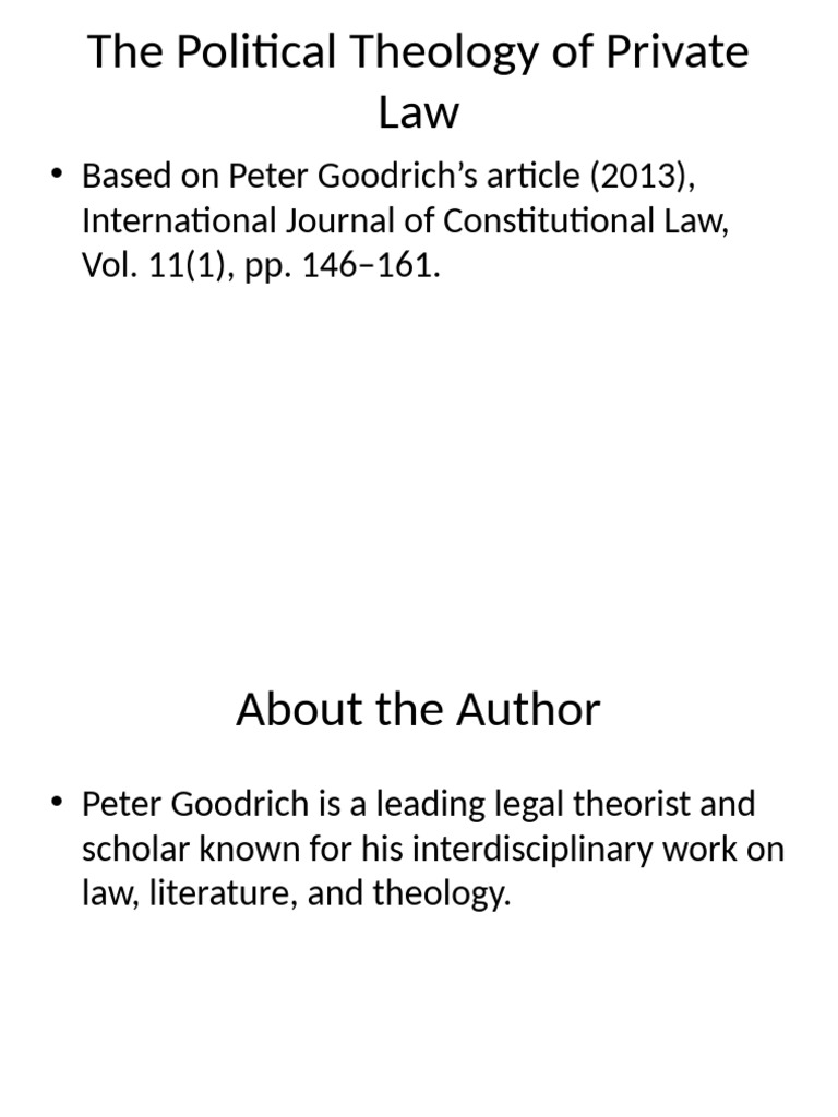 Political Theology in Private Law | PDF | Theology | Jurisprudence