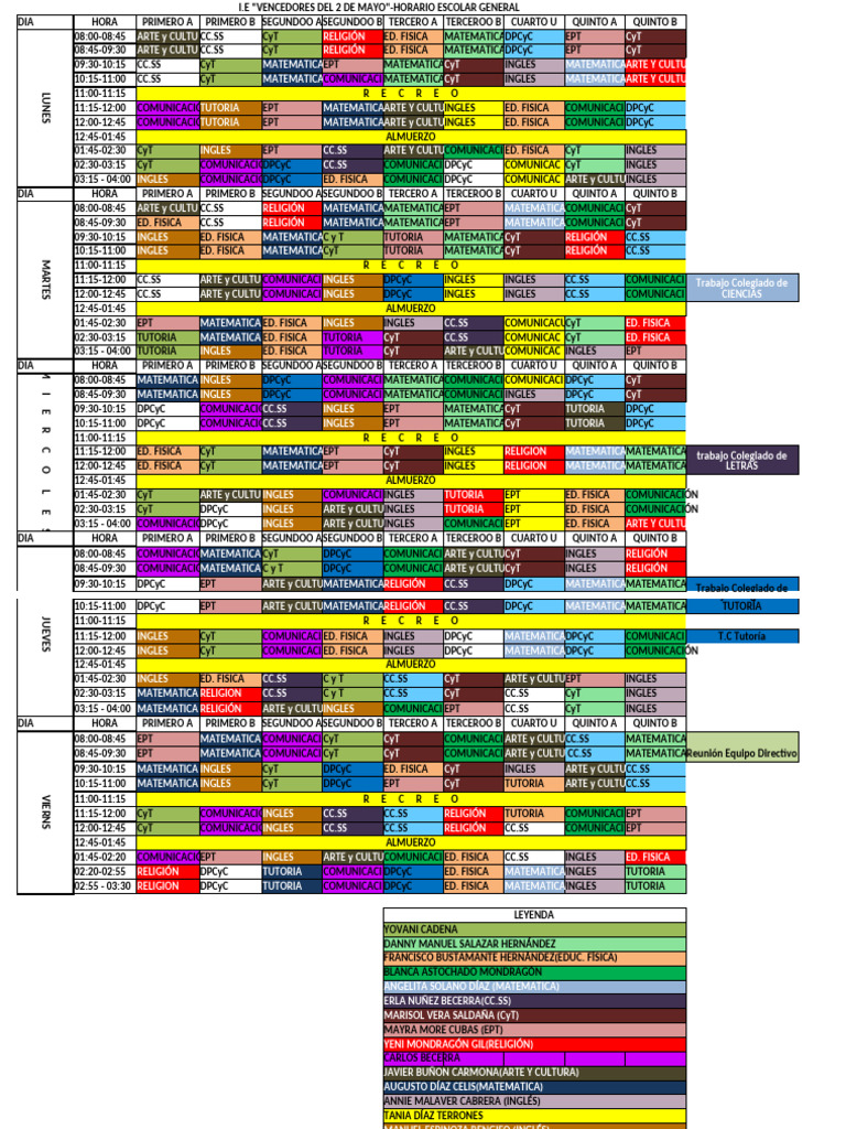 Horario de Clases 2025-Final | PDF