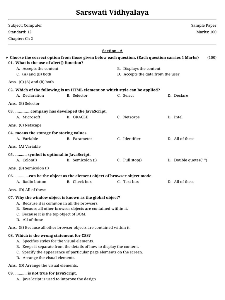 Computer-12-Youth Education-938 | PDF | Dynamic Html | Java Script