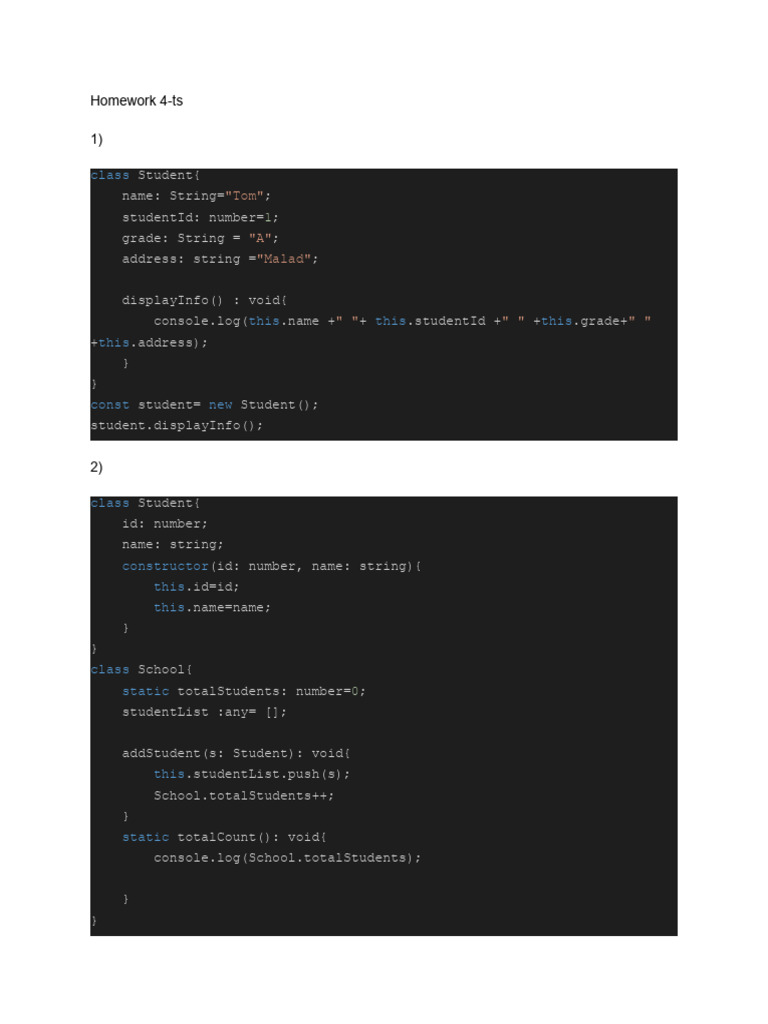 TypeScript Classes for Student Management | PDF | Software Development ...