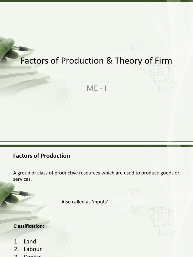 Understanding Factors of Production and Firms | PDF | Factors Of ...
