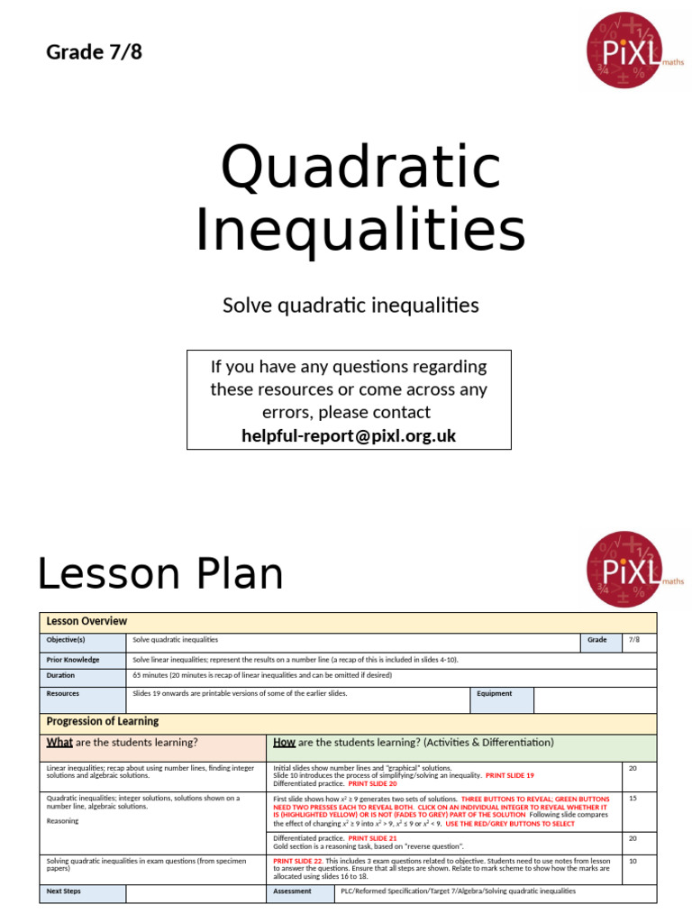 Solve Quadratic Inequalities | PDF | Inequality (Mathematics) | Mathematics
