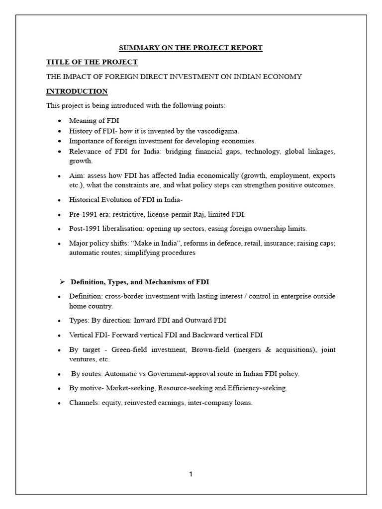 Impact of FDI on India's Economy | PDF | Foreign Direct Investment ...