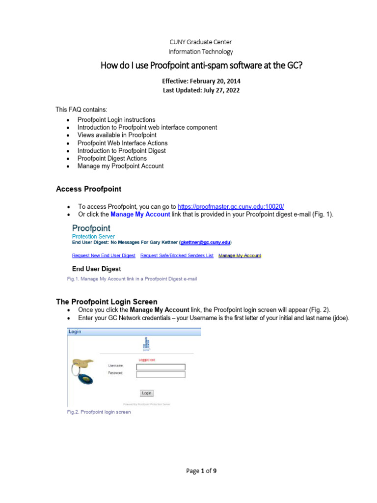 Using Proofpoint Digest at CUNY GC | PDF | Email Spam | Phishing