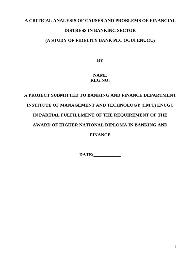 A Critical Analysis of Causes and Problems of Financial Distress in ...