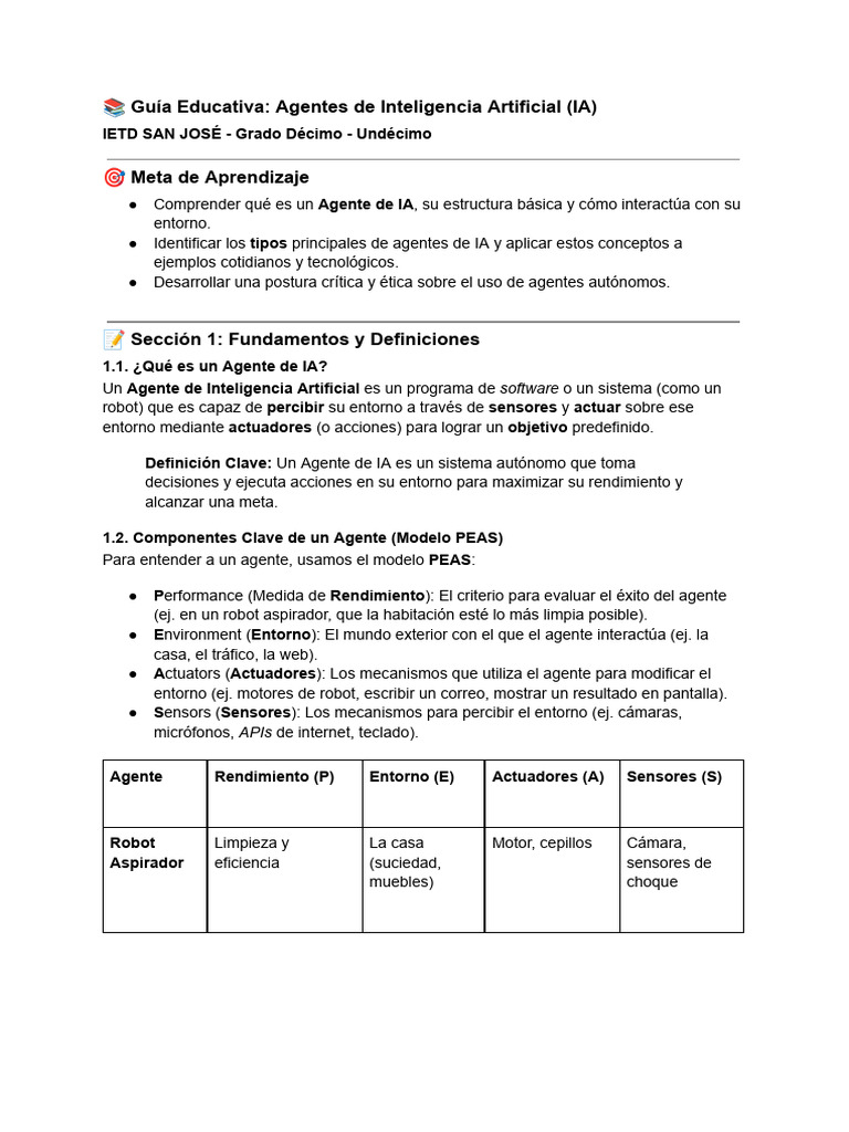 Guía sobre Agentes de IA para Estudiantes | PDF | Inteligencia ...