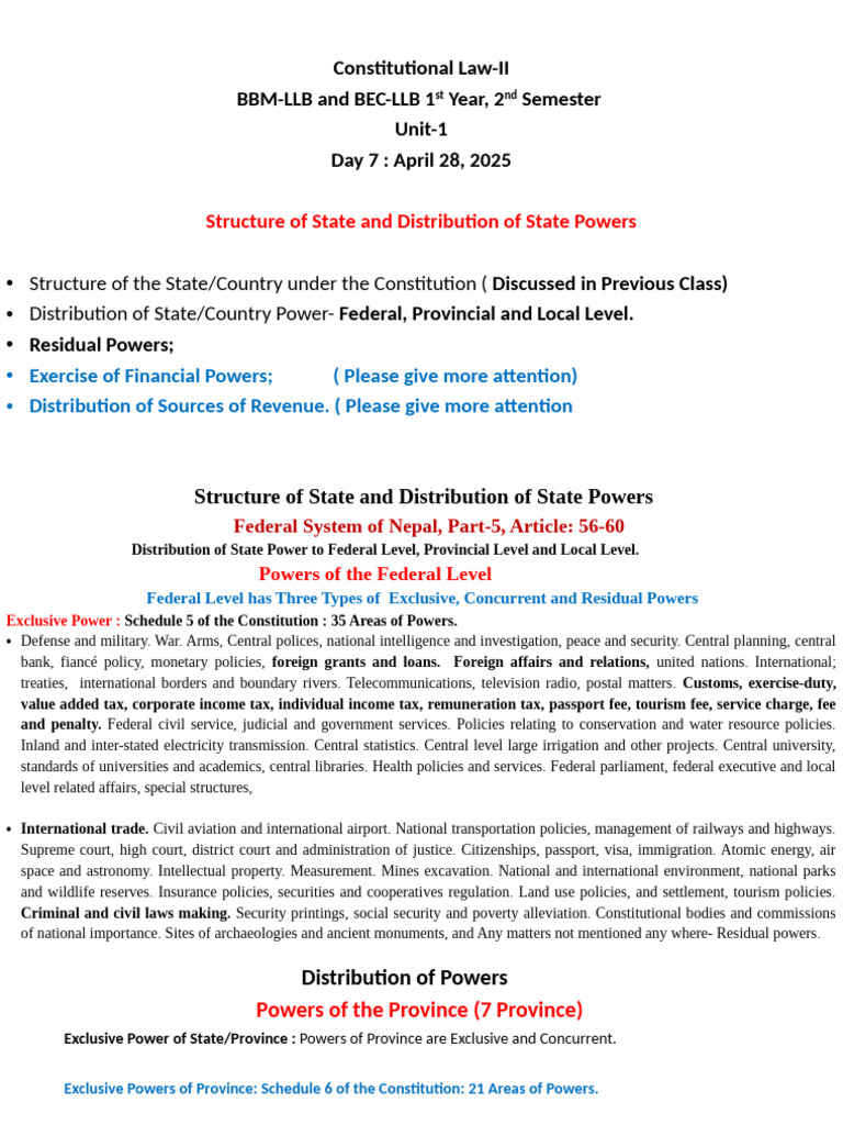 7th Day Const II-List of Power and Fiscal Power | PDF | Taxes ...