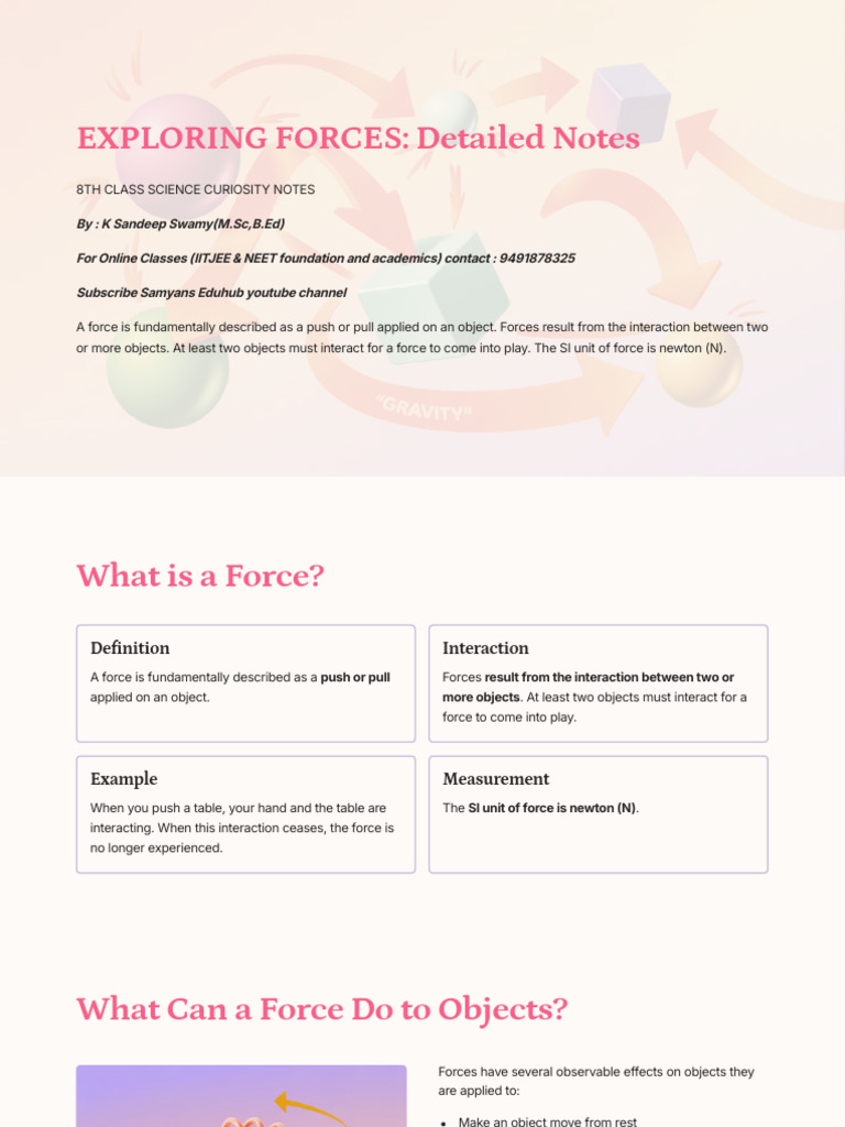 Exploring Forces: Key Concepts and Types | PDF | Weight | Buoyancy